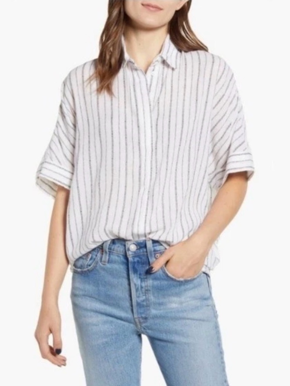 All Saints Saria Short Sleeve Split Back Button Down